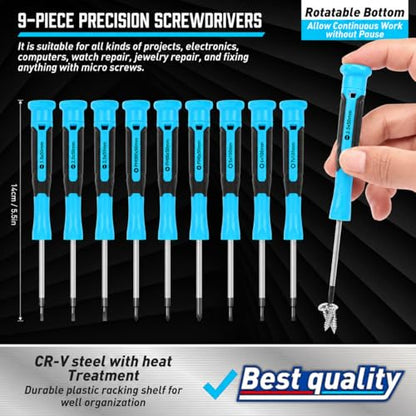 Amartisan 86-Piece Magnetic Screwdrivers Set with Case, Includs Slotted, Phillips, Hex, Pozidriv,Torx and Precision Screwdriver Set, Magnetizer Demagnetizer Tools, Tools for Men(Blue) - style: 86-Piece Screwdrivers Set (Blue)