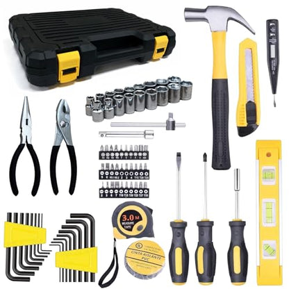 78-Piece Multi-Purpose Automotive and General Household DIY Hand Tool Set, Tool Box Kit with Portable Storage Case, for Home DIY, Office, Basic Repairs, Car repairs
