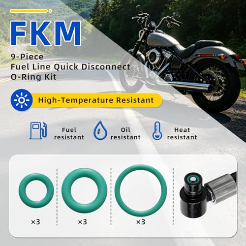Fuel Line Quick Disconnect O-Ring Kit for Harley-Davidson EFI 2001-Onwards | Fits Street Glide, Road King, Softail, Sportster-Fuel Tool Check Valve O-Rings and Male Fuel Line End O-Rings Set