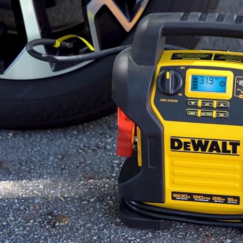 DEWALT Jump Starter DXAEJ14 1600 Amps with Compressor | Portable Power Station with 15W USB-A and 25W USB-C power