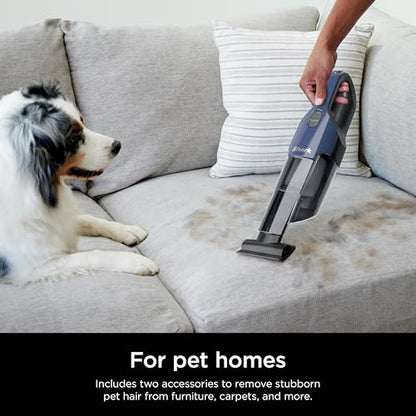 Shark Cyclone PET Handheld Vacuum | HyperVelocity Suction | Powerful Pet Hair, Home & Car Cleaning | USB Rechargable| Lightweight | Crevice Tool & Multi Surface Pet Tool | Navy Blue/Grey | CH701 - color: Blue