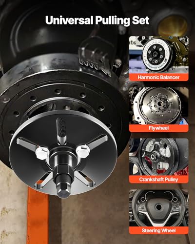VEVOR Harmonic Balancer Puller Removal & Install Tool Kit, All-Steel Harmonic Balancer Installer Set Tool Kit for Removing and Installing of Balancers, Flywheels, Crankshaft Pulleys, Steering Wheels - color: harmonic balancer puller installer set