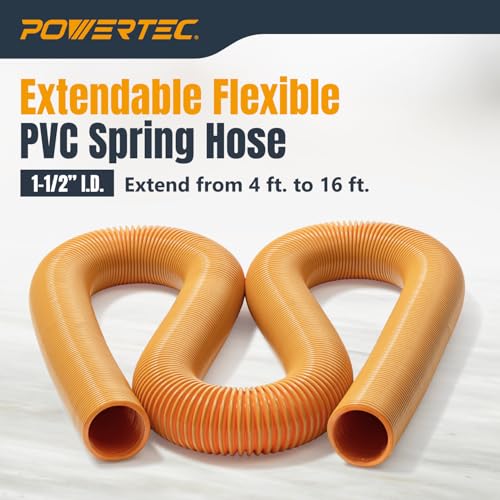 POWERTEC Power Tool Hose Kit with 16’ Vacuum Hose, 4 Quick Change Adapters & Threaded Coupler – Dust Collector Hose Kit for Connecting Table Saw, Power Tools to Shop Vacuums and Dust Collection System - size: 16 Ft. Hose Kit