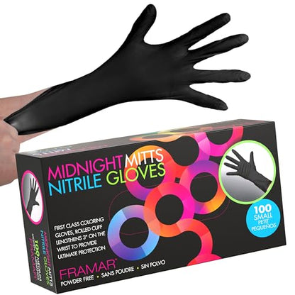 FRAMAR Powder Free Nitrile Gloves Small, Guantes Desechables | For Hair Dye 12 INCH Latex Free Gloves Disposable, Cleaning, Tattoo, Extra Durable & Resistant, 100 Pack - size: Small (Pack of 100)