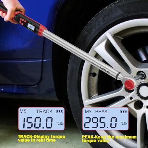 VANPO 3/8" & 1/2" Digital Torque Wrench Set, 3.1-62.7Ft.lb+14.7-295Ft.lb | 4.2-85Nm+20-400Nm, ±2% Accuracy, Preset Value, Buzzer & LED Indicator, Data Storage, for Car, Motorcycle, Truck, RV & Towing - size: 3/8-Inch & 1/2-Inch(3.1-62.7Ft.lb/& 4.7-295Ft.l