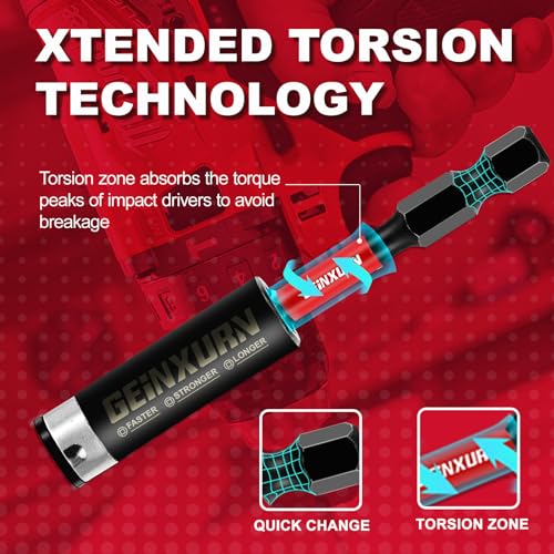 Geinxurn 3Inches Impact Magnetic Screwdriver Bit Holders, 8PACK Extension Socket Drill Bit Holder S2 Alloy Steel Hex Shank Quick-Change Drill Bit Guide - style: 3INCHES -Bit Holder-8PCS