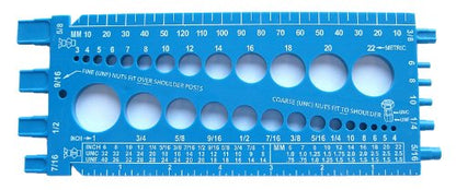 Stainlesstown Nut Bolt Thread Gauge (Blue) - Measures Diameter, Thread Pitch & Length - Fractional #4 to 1" and Metric 3mm to 22mm - Durable 1/4" Thick Hard Plastic - color: Blue