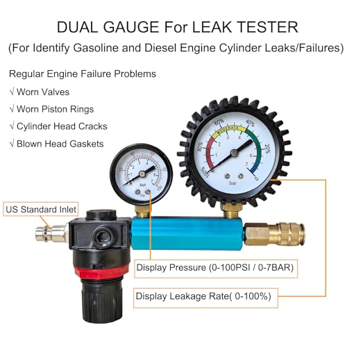 Professional 46-Piece Diesel & Petrol Engine Compression and Leak Down Tester Kit | Dual Gauge Diagnostic Tool for HDI, TDCi, Pumpe Duse Engines | Automotive Cylinder Leak Maintenance Test