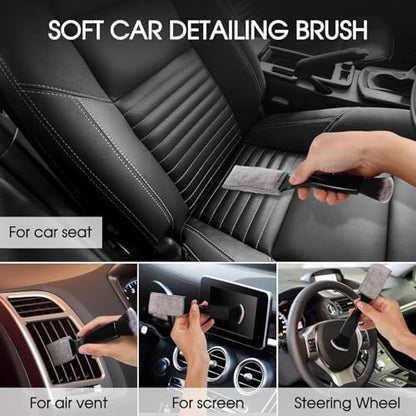 5PCS Car Detailing Brush Set with Car Cleaning Gel Car Cleaning Brushes,Car Dust Brush,Car Interior Detailing Brush for Vehicle Cleaning,Car Accessories for Truck, SUV, Interior