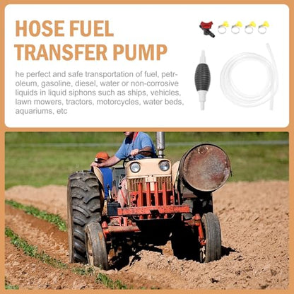 NUOBESTY Manual Car Transfer Pump Kit 3 Meter Hose with Air Bulb and Clamps, Handheld Siphon Pump for Fuel, Oil, Water Transfer, Suitable for Automotive and Aquarium Use Random Color