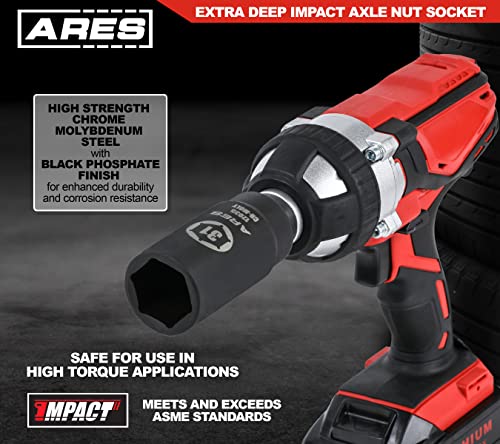 ARES 12035 31MM Axle Nut Socket, 6 Point Socket | Extra Deep 1/2-Inch Drive Impact Socket for Easy Removal of Axle Shaft Nuts - size: 31mm 6-Point