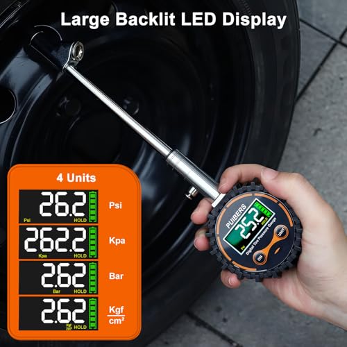 Semi Truck Digital Tire Pressure Gauge 200 PSI with LCD Color Screen, Heavy Duty Dual Head Chuck Tire Guage, ANSI B40.1 Certified - for Semi Trucks, Trucks, Cars, SUVs - size: 200PSI Truck Digital New