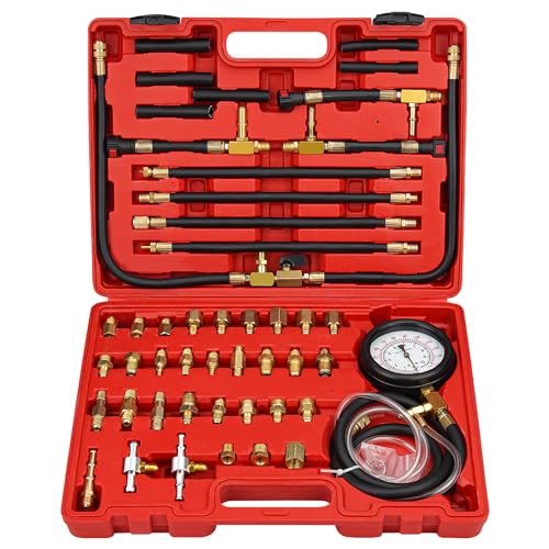 Pro Fuel Injection Pressure Tester Kit Fuel Pressure Gauge Fuel Pressure Test Kit 0-140 PSI with 9.49,7.89,6.30 Fuel Line Fittings