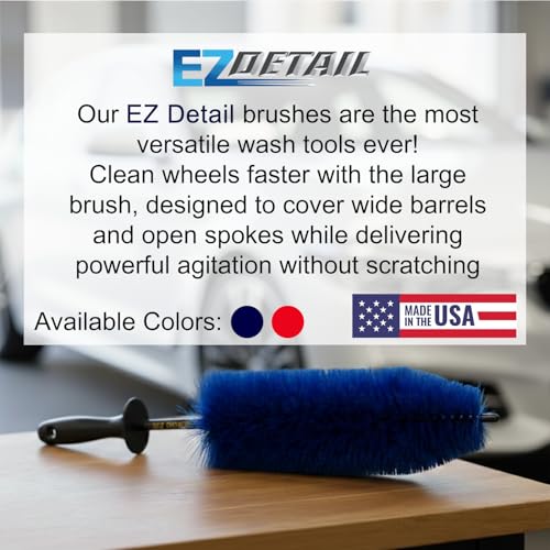 EZ Detail Big Wheel Brush – 18-Inch Flexible Nylon Rim & Barrel Cleaner for Cars, Trucks, Motorcycles – Hard-to-Reach Areas, Non-Scratch Auto Detailing Tool