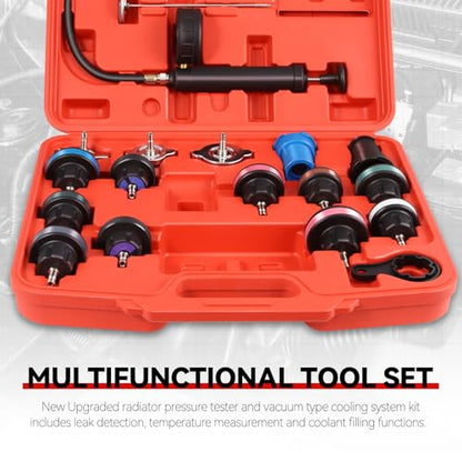 Auto Dynasty Coolant Radiator Pressure Tester Kit with Radiator Adapter Automotive Cooling System Water Tank Leak Tool for Leak Testing Car Van SUV Truck - size: Coolant Pressure Tester Set