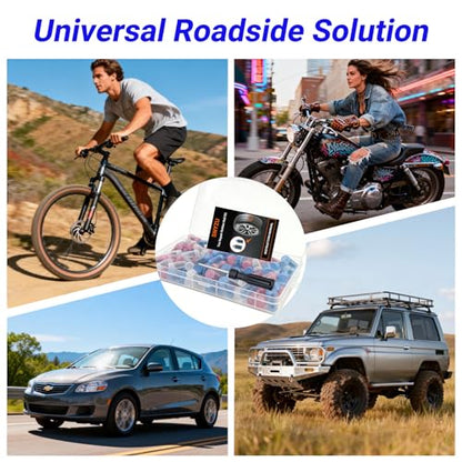 100PCS Tire Repair Rubber Nail Kit, Premium Spiral Screw-in Tire Plugs with 3 Sizes, Emergency Roadside Flat Tire Fix Tool for Car Truck Motorcycle Tractor ATV SUV (100PCS + Screwdriver) - size: 100PCS + Screwdriver