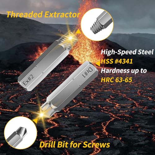 33PCS Screw Extractor Kit, Upgraded Easy Out Broken Bolt & Stripped Screw Remover Set, HSS Drill Bits with 2 Magnetic Extension Bit Holder & Storage Case