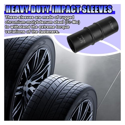 ZIMISI 1/2" Drive Impact Socket Set, 3/4" x 13/16" 6-Point Nut Socket with Callouts, Corrosion-Resistant Cr-Mo Flip Sockets, Double-Ended Thin Wall Lug Nut Extractor Set (3/4" x 13/16") - size: 3/4" x 13/16"