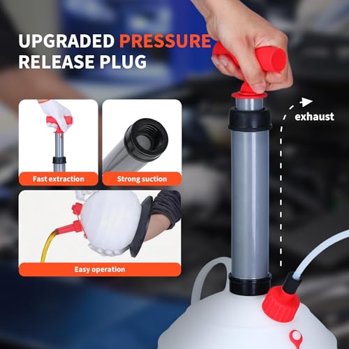 Convenient Manual Oil Extractor Pump for Cars & Lawn Mowers – 6L Capacity, 3.2FT Main Hose, 3 Replacement Tubes (3.8mm/6.1mm/9.8mm), Fluid Transfer Tool, Auto Fuel Supply Accessory - size: 6L