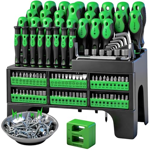118-Piece Magnetic Screwdriver Set with Plastic Racking, Precision Screwdrivers, Magnetizer, Demagnetizer, Nut Drivers, Ratchet Handles, Allen Keys, Sockets & More - DIY Tools & Gift for Men - style: Durable