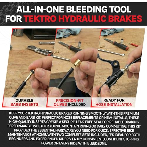BleedZone Tektro Barb and Olive 5.5mm Kit, Brake Hose Fittings for Tektro Hydraulic Brakes, MTB Brake Line Barb and Olive No Leak Hose Inserts for Compatible Models, All-in-One Bike Tool Kits (2 Sets) - style: Olive Insert Set