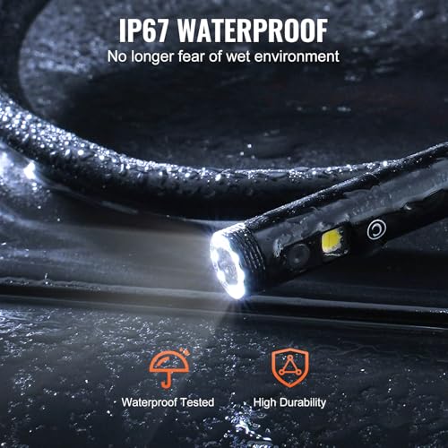 VEVOR Borescope Triple Lens Endoscope Camera with Light, 4.3" IPS Screen Inspection Camera with 8 + 2 Lights, IP67 Waterproof Snake Scope Cameras for Automotive, Plumbing (16.4FT Cable, 32GB Card) - size: 4.3" IPS Screen-16.4FT