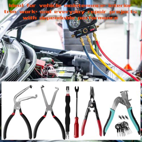 8 Pcs Car Clip Pliers Automotive Disassembly Tools Automotive Snap Ring Pliers Electrical Disconnect Pliers Terminal Removal Tools for Cars Repair
