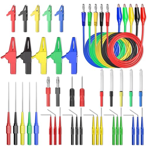 Goupchn Back Probe Kit 44PCS Banana Plug to Copper Alligator Clips Test Leads Kit with Alligator Clips, Wire Piercing Probes Set, 4mm Banana Plug Adapter for for Car Repairing Automotive Diagnostic - style: 44PCS