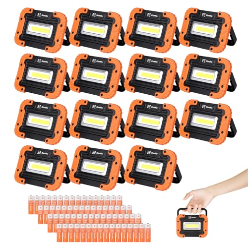 KunHe 8 Pack Magnetic Battery Powered Work Light 500 Lumen Portable Work Light IPX4 Waterproof 180 Rotating Bracket (60 AA Alkaline Batteries Included) for Camping Car Repair Emergency - style: 15 Pack Battery version