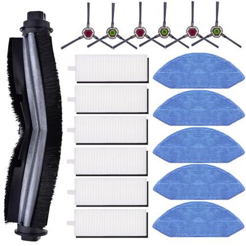 18 Pack Accessories Kit For Ecovacs Deebot OZMO U2 DGN22 U2 Pro Robot Vacuum Cleaner, 1 Main Brush, 6 Side Brush, 6 HEPA Filter, 5 Mop Cloth - color: Gray