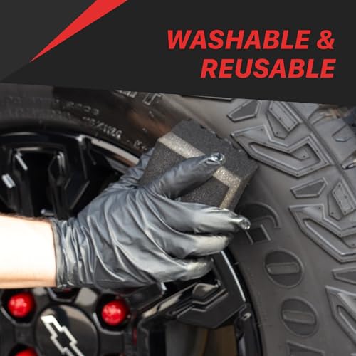 Maxshine Hydro-Tech Tire Foam Applicator Pad Waxing Sponge for Car Detailing, Zigzag-Cut Design for Superior Coverage – Scratch-Free Sponge for Tire Shine, Wax, Sealants & Glazes