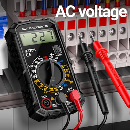 ANENG Multimeter,SZ308 DC AC Volt Meter,Ohm Digital Multimeter Tester,Measures Voltage,Current,Resistance,Continuity,Diodes, Electrical Tester for Househould Tools,Automotive Battery Test - style: SZ308 Black (With 16-piece test set)