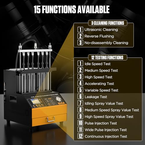 GDI Fuel Injector Cleaner& Tester FEI FSI 6 Cylinders Upgraded Ultrasonic Fuel Injector Cleaning Machine CT500 Car Fuel Injectors Cleaner Kit Tool 12V/70V/120V