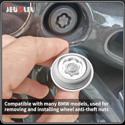 20PCS Wheel Locking Nut Key Kit Compatible with BMW Series, Wheel Lock Nut Socket Bolt Set, Wheel Anti-Theft Lug Nut Removal Tool, Anti-Theft Screw Remover - color: 20PCS 041-060 Scoket Set