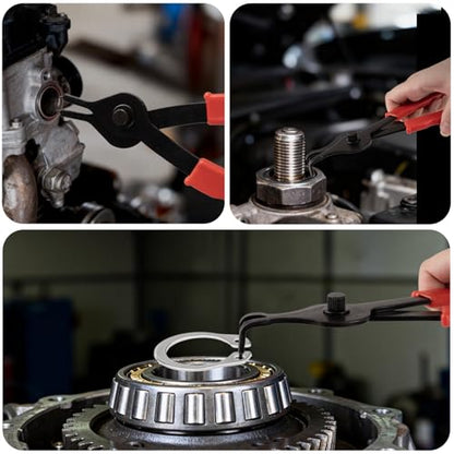 10-Piece Snap Ring Pliers Set, Heavy Duty Internal & External Circlip Pliers Kit with Straight/Bent Tips, Hook, Pick, C-Clip Ring and Circlip Removal Tool for Automotive & Mechanical Repair