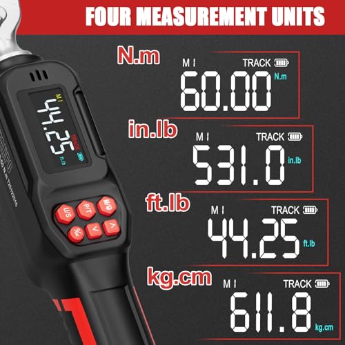 VANPO Spark Plug Socket Set with Digital Torque Wrench 3/8, 2.2-44.2 ft.lb | 3-60 N.m, ±2% Accuracy, Spark Plug Wrench with LED Buzzer Alert, Ideal for Motorcycle & Engine Repair - size: 3/8-Inch (2.21-44.25 ft.lb/3-60 N.m)