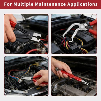 4 Piece Automotive Electrical Disconnect Pliers Set for Cars - Electrical Plug Connector Removal Tool, Connector Separator and Hose Clamp Pliers Set
