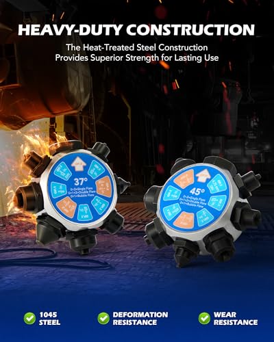 Orion Motor Tech Brake Line Flaring Tool Kit, 45 & 37 Degree Flaring Tool Set, Single Bubble Double Flare Tool Kit for Brake Lines, Professional Brake Flare Tool Kit for 3/16" 1/4" 5/16" 3/8" Tubes - size: Dual-Head 37° & 45°