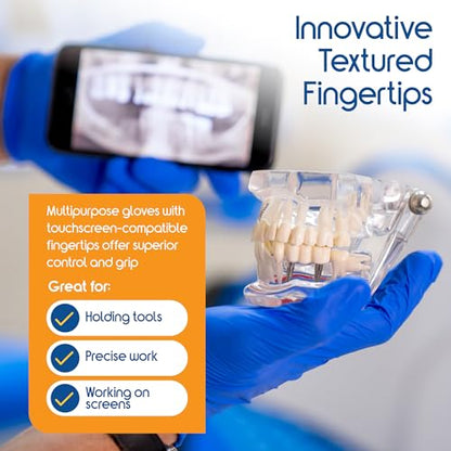Inspire Cobalt Blue Nitrile Disposable Gloves | 4.5 Nitrile Safety Medical Exam Cooking Cleaning Disposable Gloves - size: X-Large, style: Blue - Box of 100