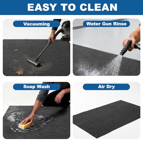 Garage Floor Mats 59" x 72"- Premium Felt + Rubber Backing Oil Absorbent Contain Liquid Waterproof Washable Reusable Non-Slip Pad for Car Maintenance Under Vehicle Spot Protection - size: 4'11" x 6'