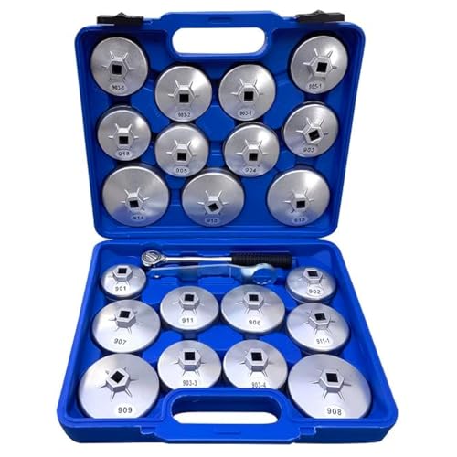 23 Pcs Oil Filter Wrench Set, Aluminum Alloy Cup Type Oil Filter Socket Set, 1/2" Drive Oil Filter Removal Tool Kit, Oil Filter cap Wrench Set