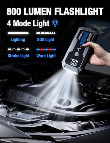 8250A Jump Starter Battery Jump Starter Battery Pack (for All Gas or 10.0+L Diesel), 12V Potable Heavy Duty Car Jump Start with 60W Power Bank 24-Months Stand-by Time - size: 8250A
