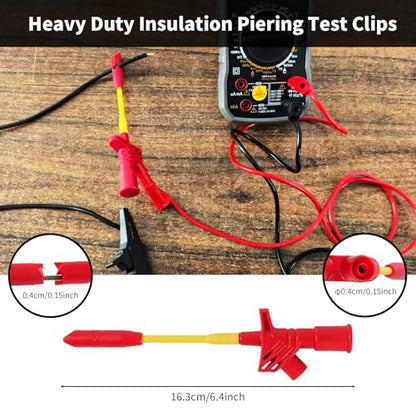 13 PCS Automotive Test Lead Kit – Banana Plug & Alligator Clip Multimeter Test Leads Set with LED Test Leads and Insulation Piercing Test Clip – CAT III 1000 V for 12 V/24 V Car Electrical Testing
