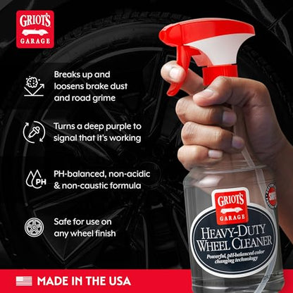 Griot's Garage Heavy-Duty Wheel Cleaner for All Wheel Finishes, Breaks Down and Removes Stubborn Brake Dust and Grime, PH Balanced, Non-Acidic, 10973, 22oz - size: 22 Fl Oz (Pack of 1)