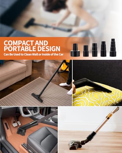 5 PCS Vacuum Hose Adapter Kit, Universal Shop Vac Vacuum Hose Adapter, 2-1/2'' to 1-1/4'', 1-1/4'' to 1-3/8'' to 1-1/2'', 1-3/8'' to 1-1/4'', 32mm to 35mm, 32mm to 38mm, 32mm to 45mm for Wet Dry Shop