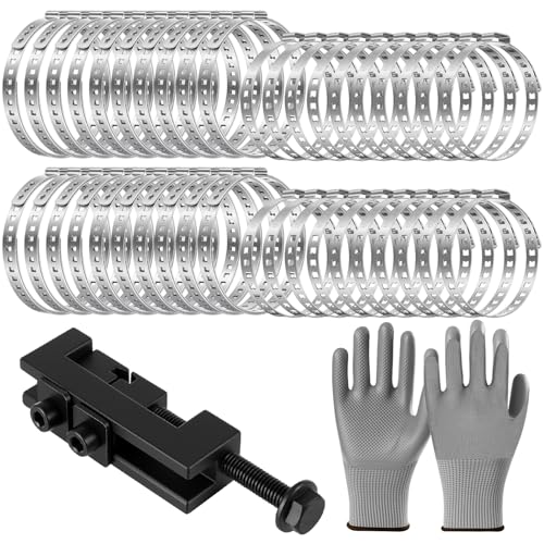 42 Pcs CV Boot Clamp Tool Include 20 Large and 20 Small 304 Stainless Steel Adjustable Ear Hose Clamp, 1 CV Boot Pliers, 1 Pairs Gloves for Axle Removal Installation Dust Covers Drive Shaft