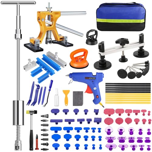 Auto Paintless Dent Removal Kit – Adjustable Paintless Dent Repair Tool for Auto, Motorcycle, & Metal Surfaces, Complete Car Dent Puller kit Quick Fix for Small & Large Dings, Hail Damage