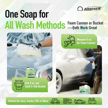Nanoskin BUBBLE BATH Foaming Car Wash Shampoo 55 Gallons - Works with Foam Cannon, Foam Gun, Bucket Washes, Car Soap for Pressure Washer | For Car, Truck, Motorcycle, RV & More | Green Apple Scented - size: 7040 Fl Oz (Pack of 1)