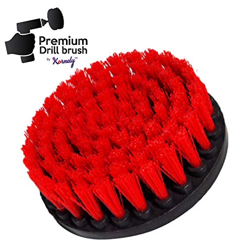 Premium Drill Brush Professional – Stiff 5 in Red Set of 3 | Scratch-Free Outdoor Cleaning Brush for Patio Bricks, Decking, Garden Tools, Lawn Mowers, Bicycles, Pool Tiles and Boat Hulls - color: Red