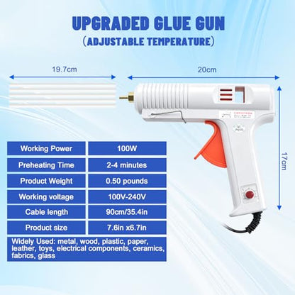 Dent Puller Kit for Cars, Professional Paintless Dent Repair Kit with Golden Lifter, Slide Hammer, Adjustable Temperature Guη, Hot Glue Dent Puller Kit for Minor Dents, Door Dings and Hail Damage